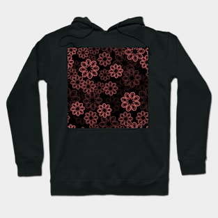 Neon Floral Blush Pink on Black Hoodie